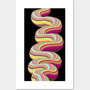 Trippy Candy River on Black Posters and Art